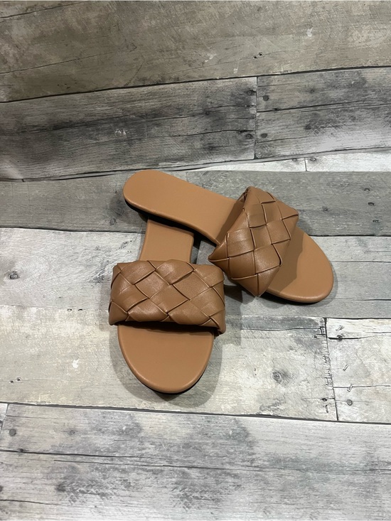 Shoes - Woven Slide Sandals in Brown - Women's Casual Slip-Ons